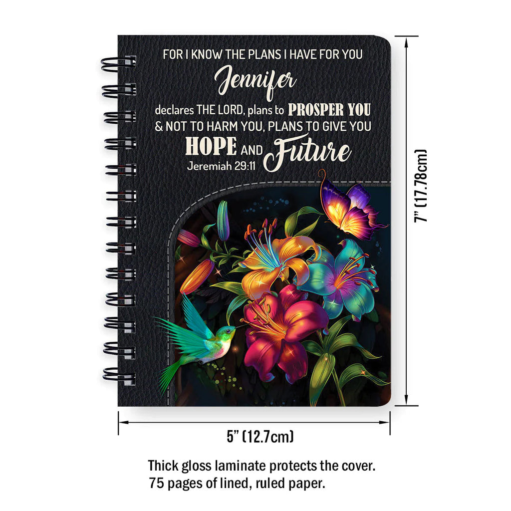 Personalized "For I Know The Plans" Spiral Prayer Journal