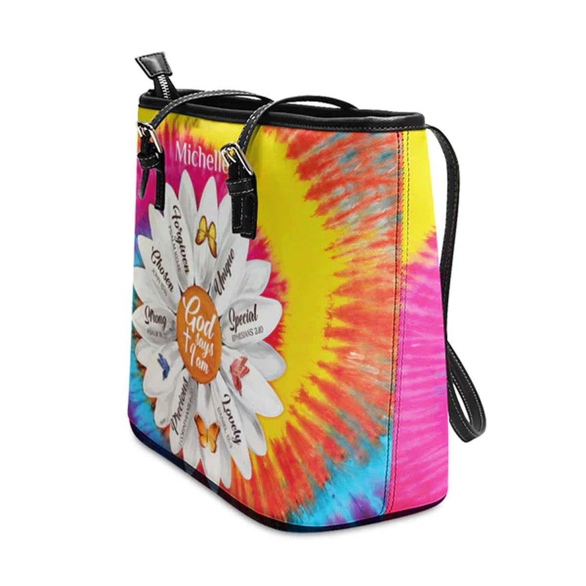 God Says You Are Personalized Leather Tote Bag