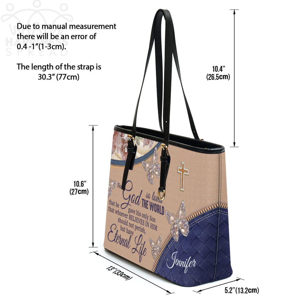 Personalized Christian Faith Leather Tote Bag