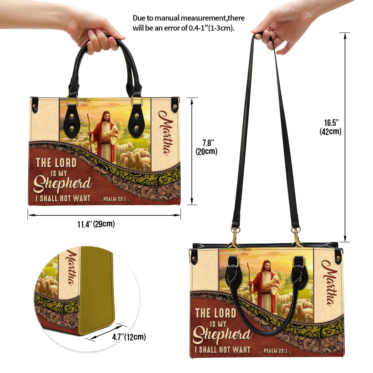 Psalm 23:1 Personalized Leather Tote Bag