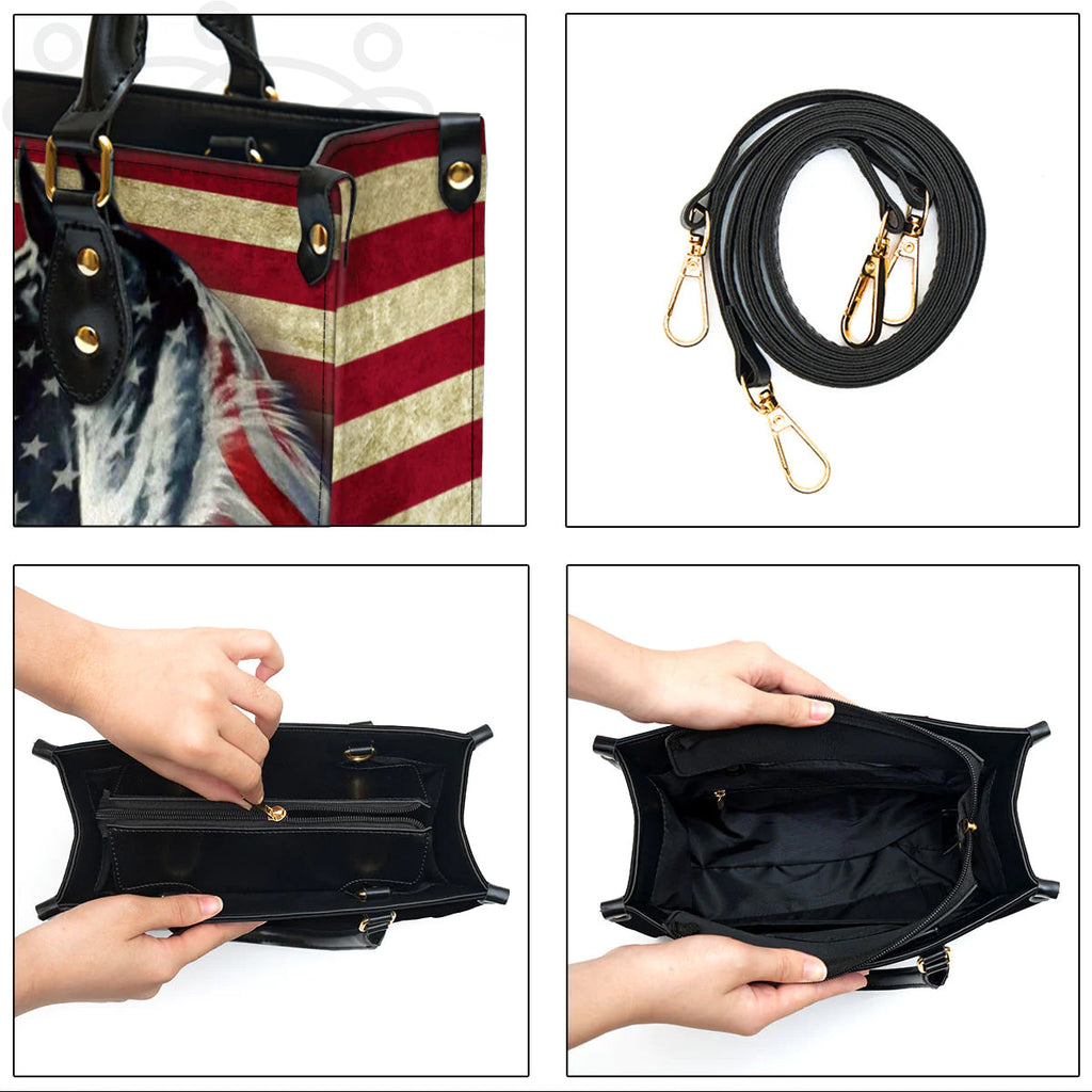 Personalized American Flag Leather Tote Bag