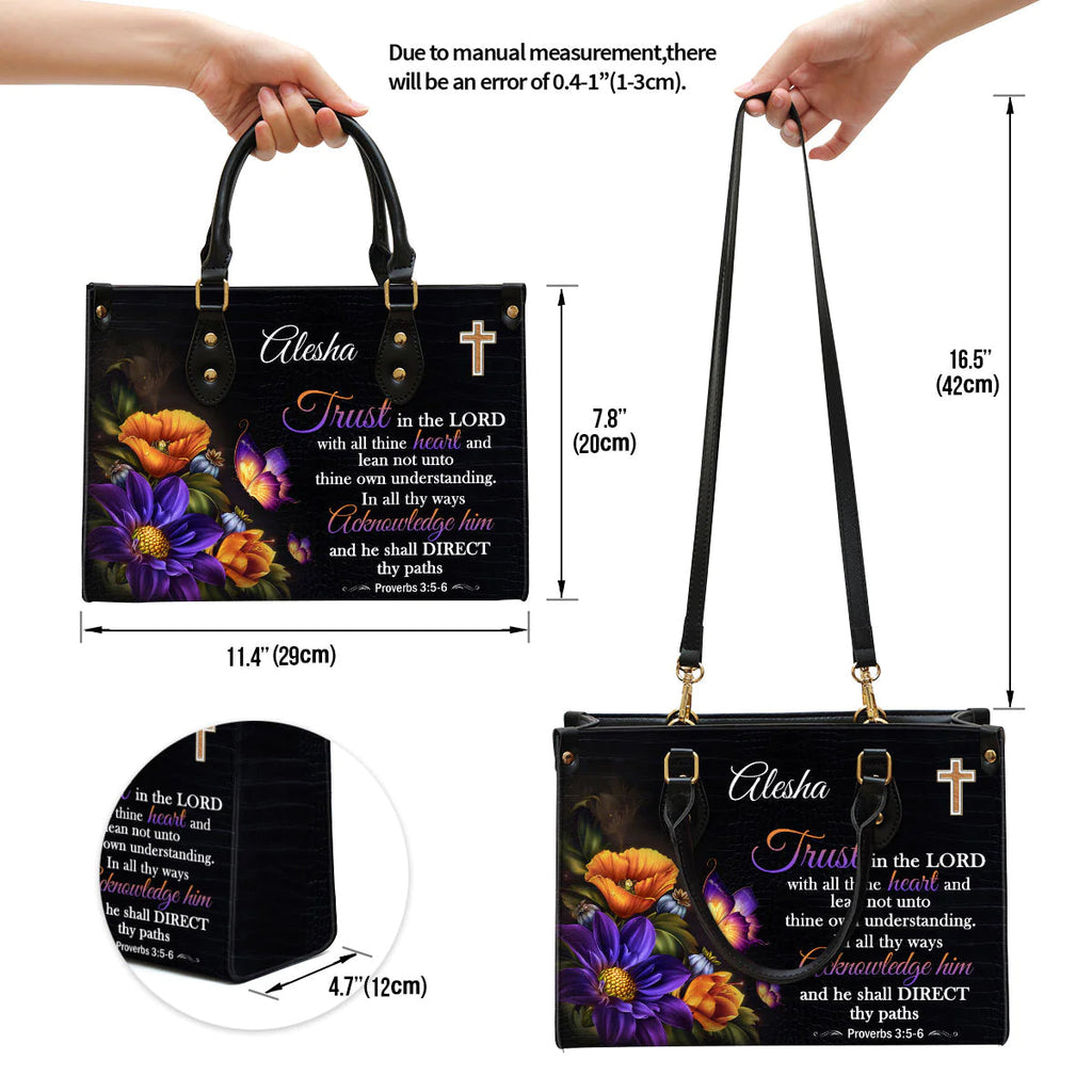 Trust in the Lord Personalized Leather Tote Bag