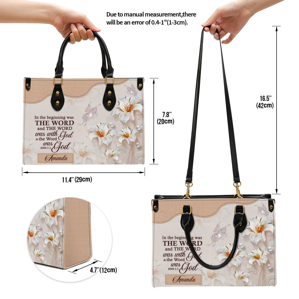 The Word Was With God Personalized Leather Tote