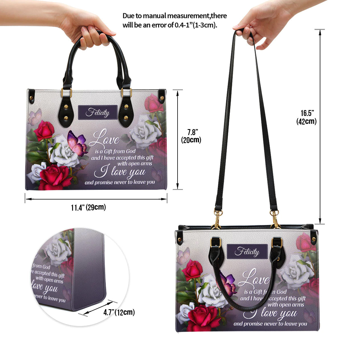 Love Is A Gift From God Personalized Leather Tote