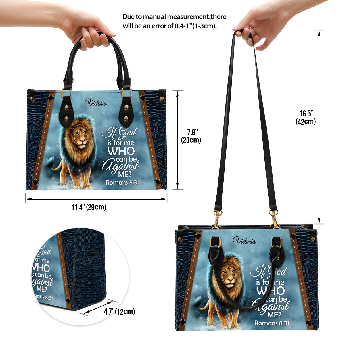 Romans 8:31 Personalized Leather Tote Bag