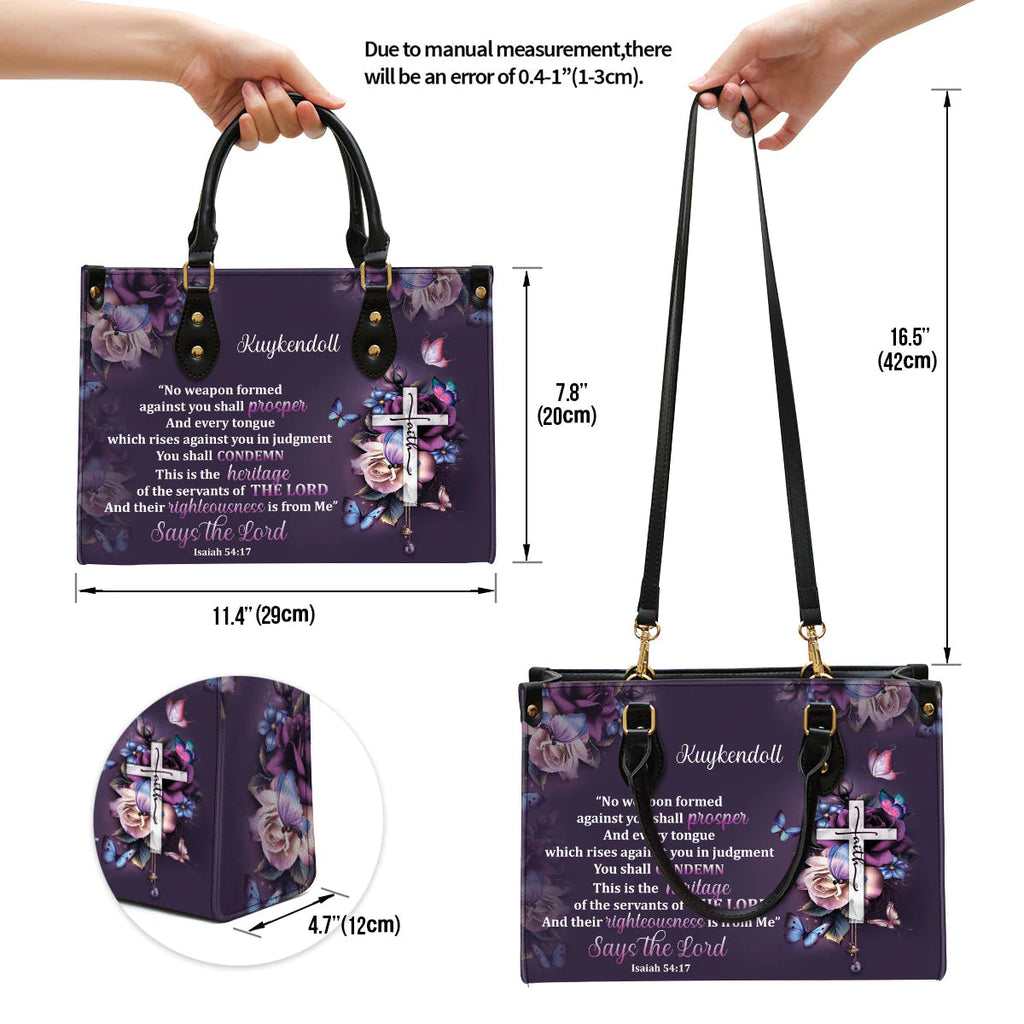 Personalized No Weapon Christian Leather Tote