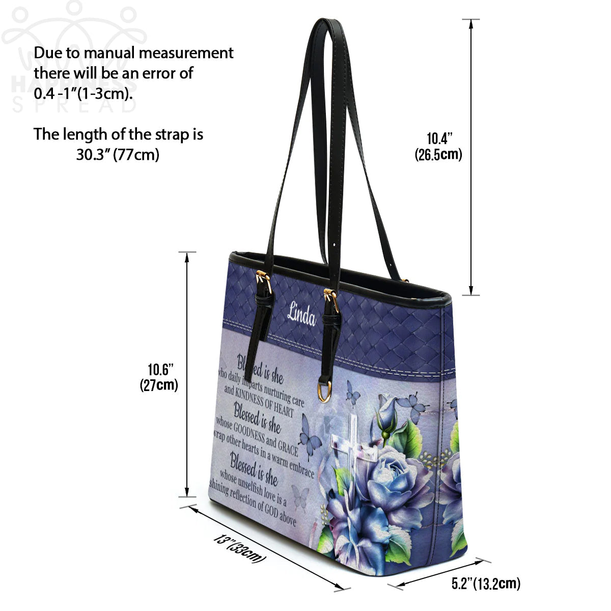 Blessed Is She Personalized Leather Tote Bag