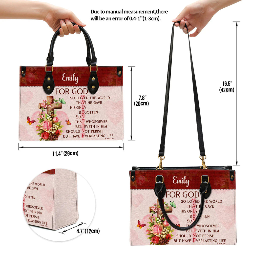 For God So Loved The World Leather Tote Bag