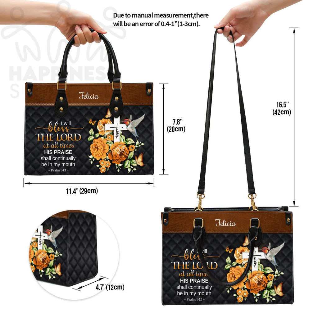 Personalized Bless The Lord Leather Tote Bag