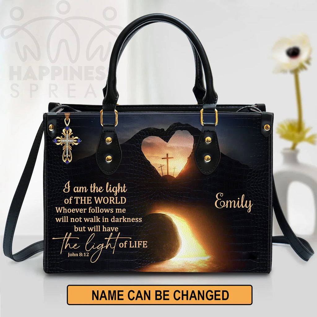 Personalized Light of the World Leather Handbag