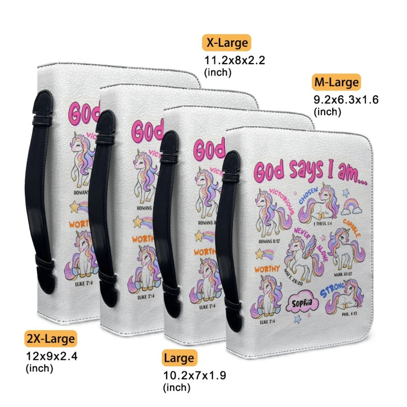 Personalized Pink Unicorn Bible Cover for Kids