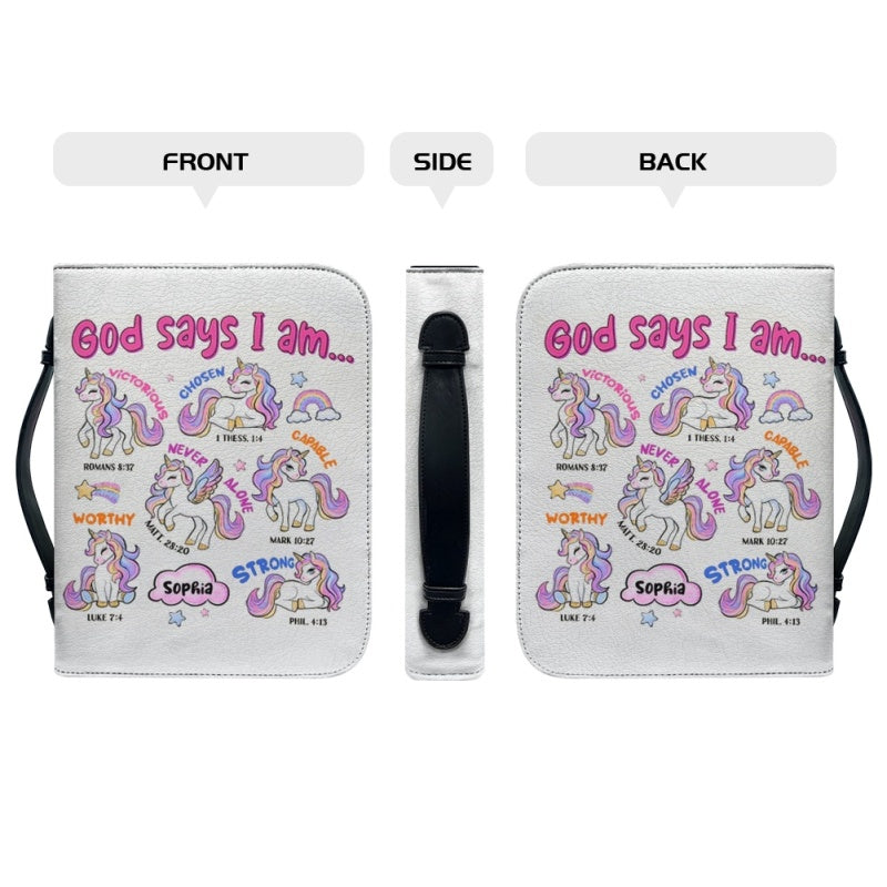 Personalized Pink Unicorn Bible Cover for Kids