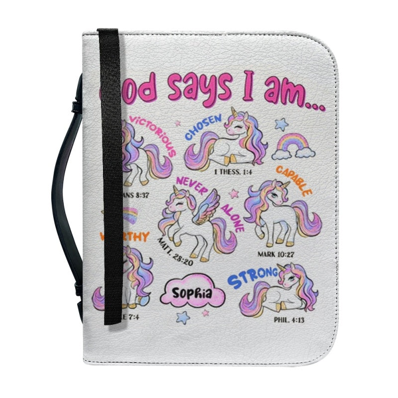 Personalized Pink Unicorn Bible Cover for Kids