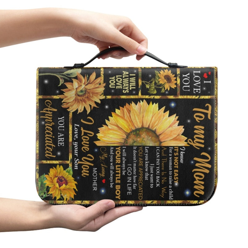 Personalized To My Mom Sunflower Bible Cover