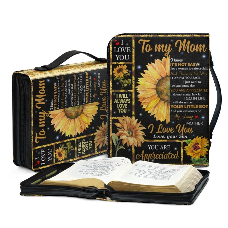 Personalized To My Mom Sunflower Bible Cover