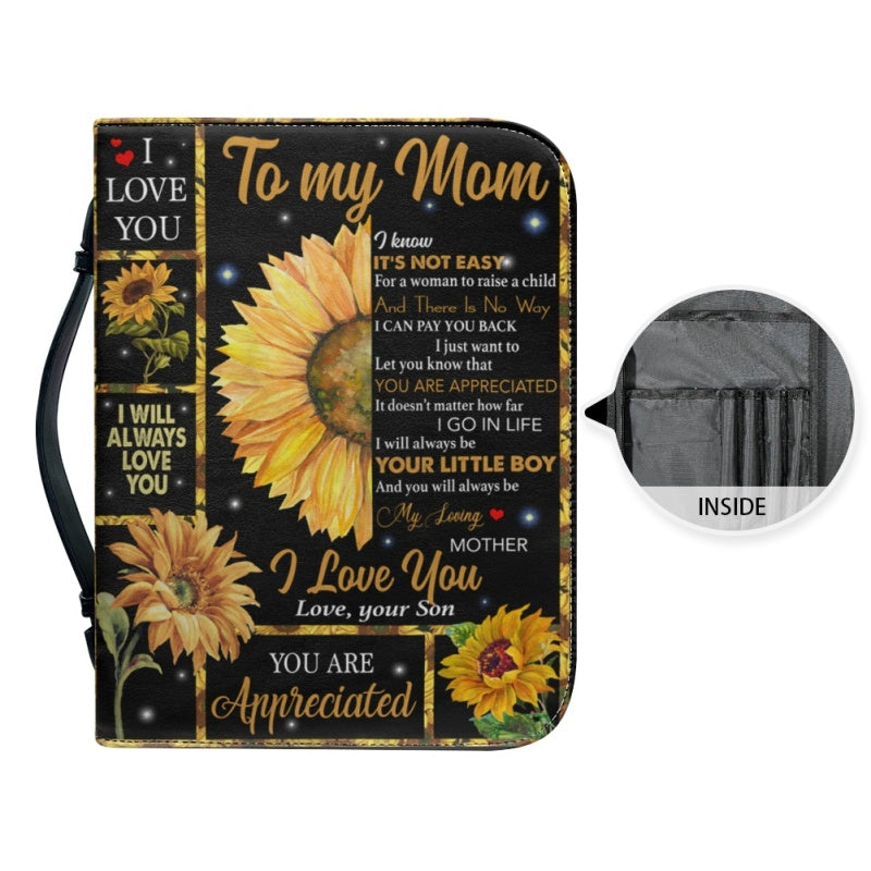 Personalized To My Mom Sunflower Bible Cover