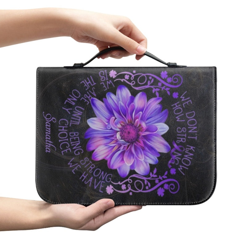 Personalized 'How Strong' Leather Bible Cover