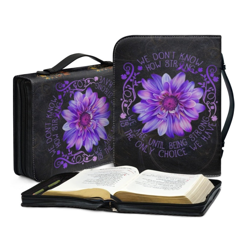 Personalized 'How Strong' Leather Bible Cover