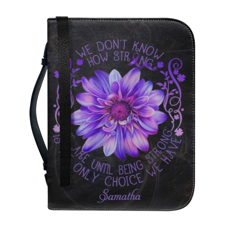 Personalized 'How Strong' Leather Bible Cover