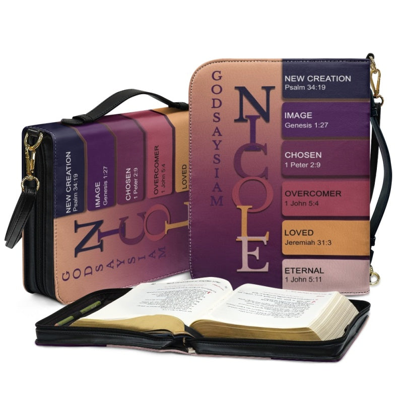 Personalized Name Meaning Dark Purple Bible Cover