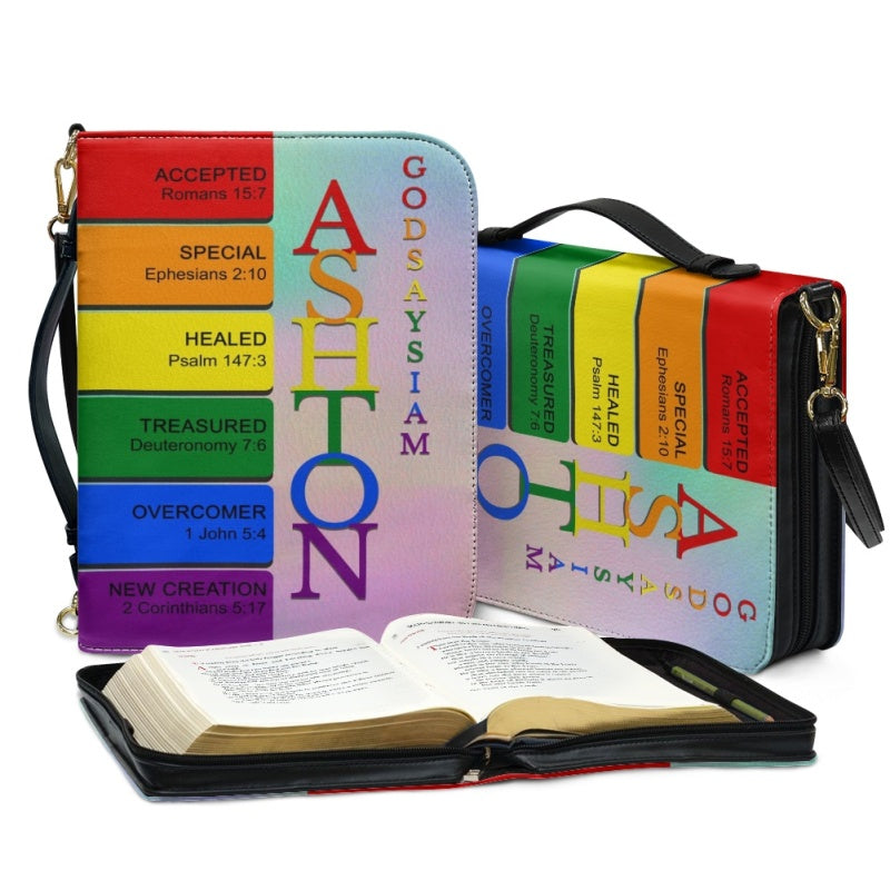 Personalized Rainbow Name Meaning Bible Cover