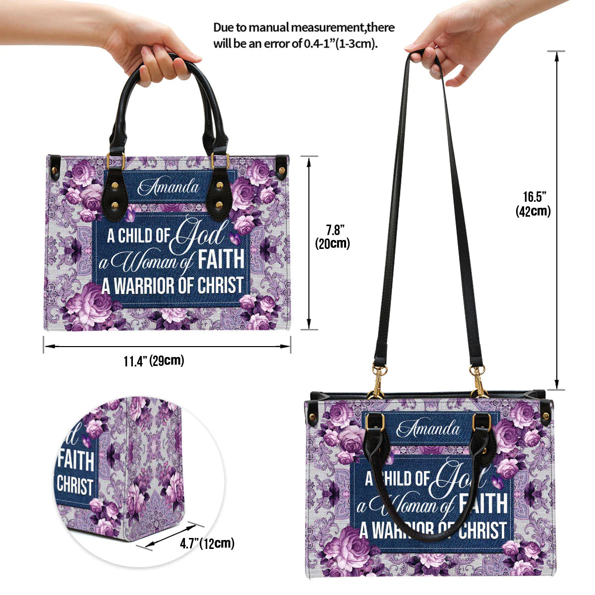 A Child of God Woman of Faith Leather Tote Bag