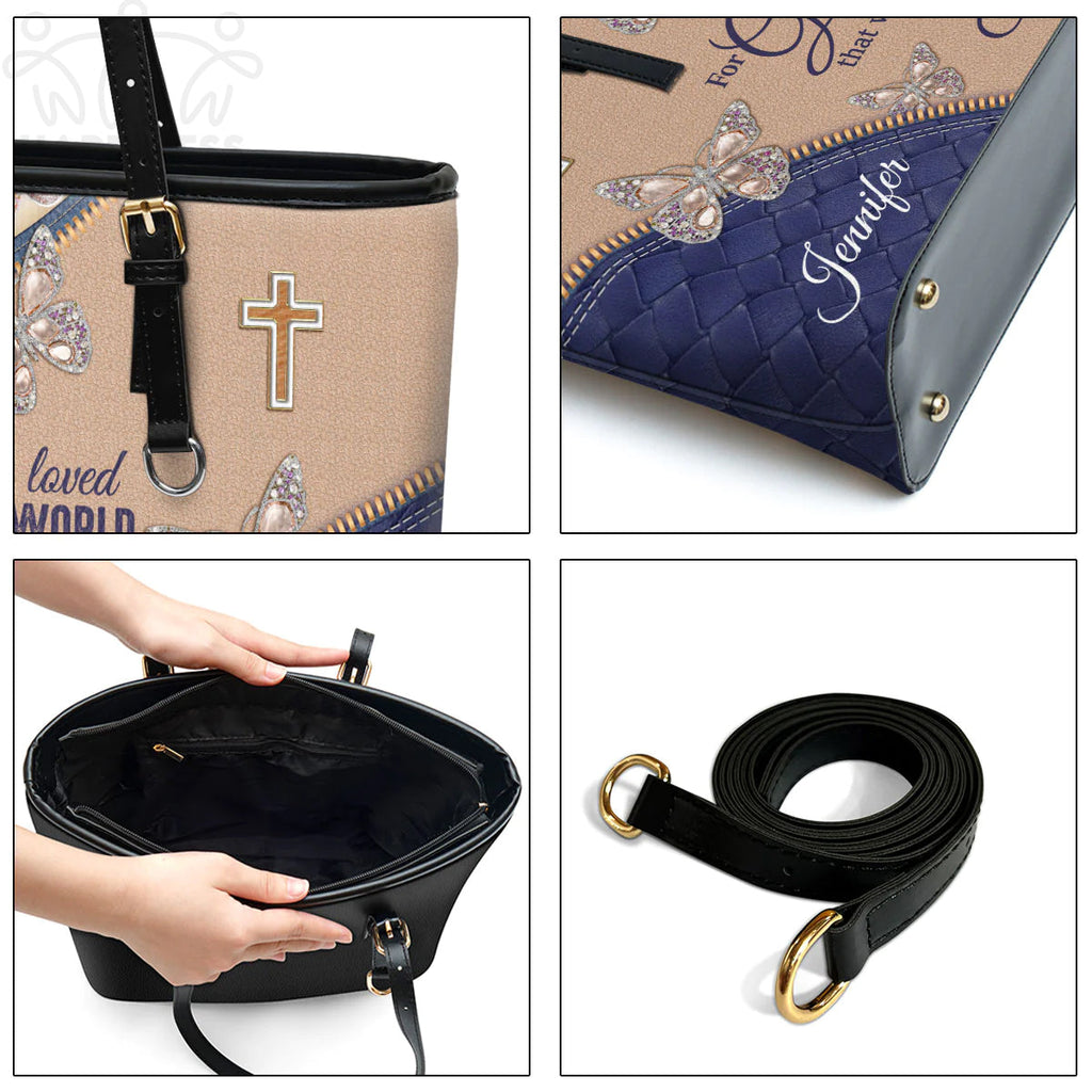Personalized Christian Faith Leather Tote Bag