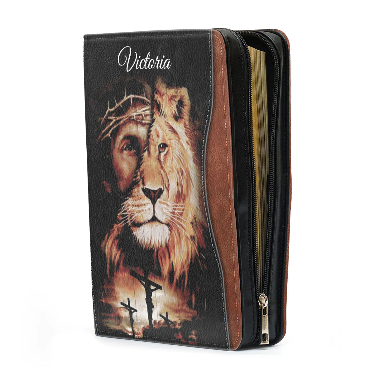 Personalized Lion & Jesus Bible Cover