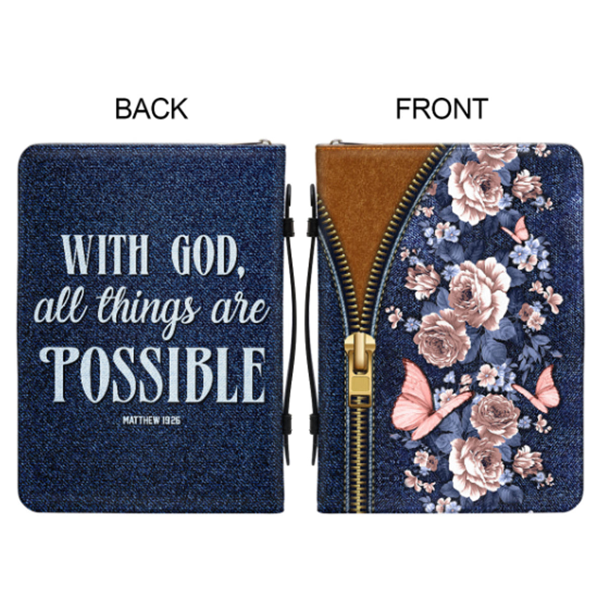 Personalized Denim Floral Bible Cover