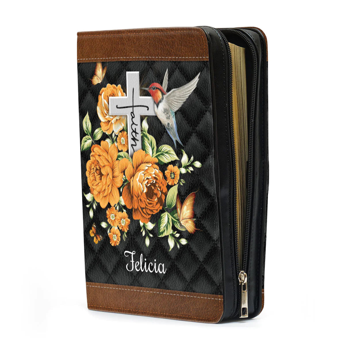 Personalized Psalm 34:1 Floral Bible Cover