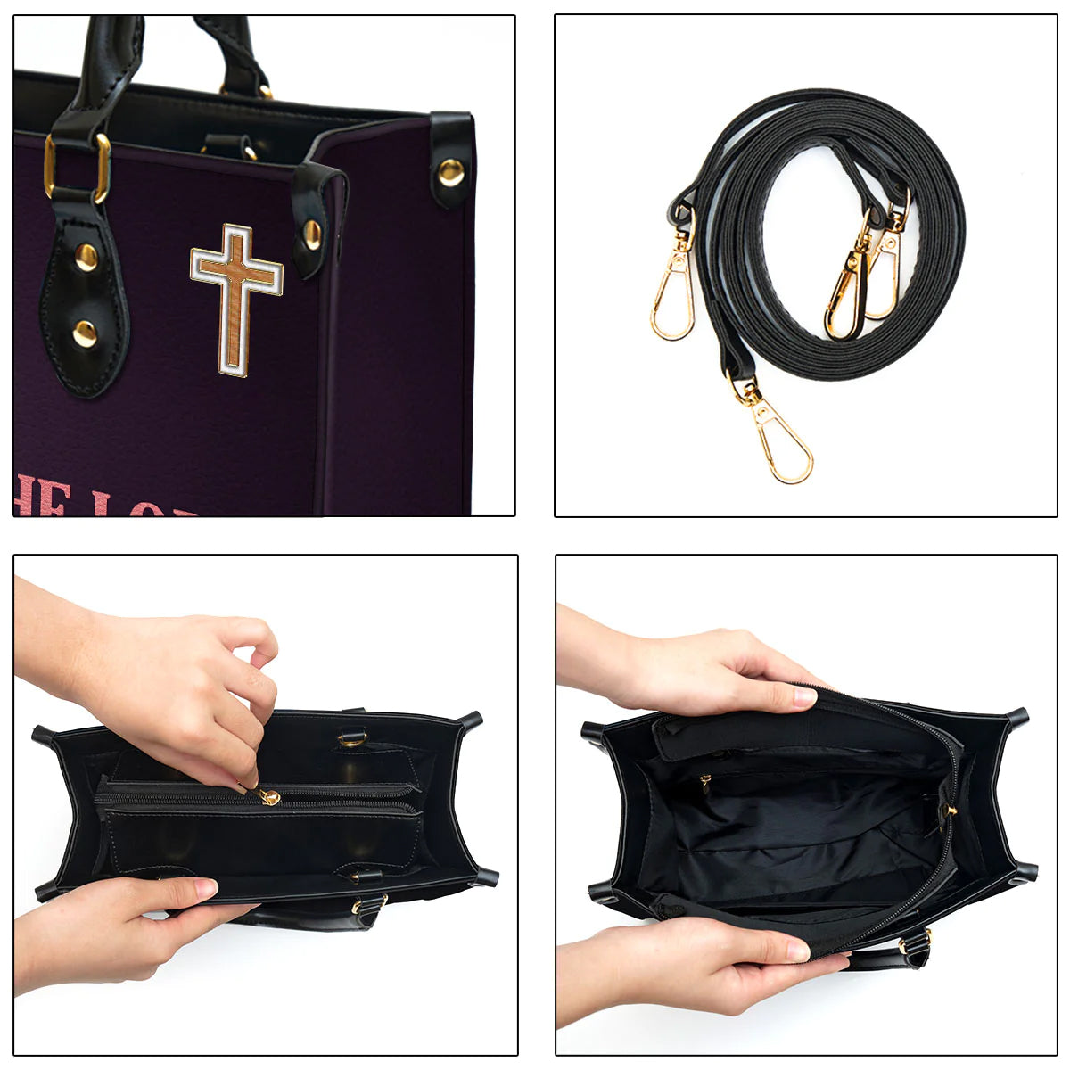 Psalm 118:6 Custom Christian Leather Tote Bag