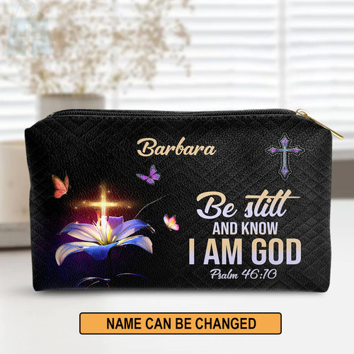 Be Still And Know Christian Leather Makeup Bag