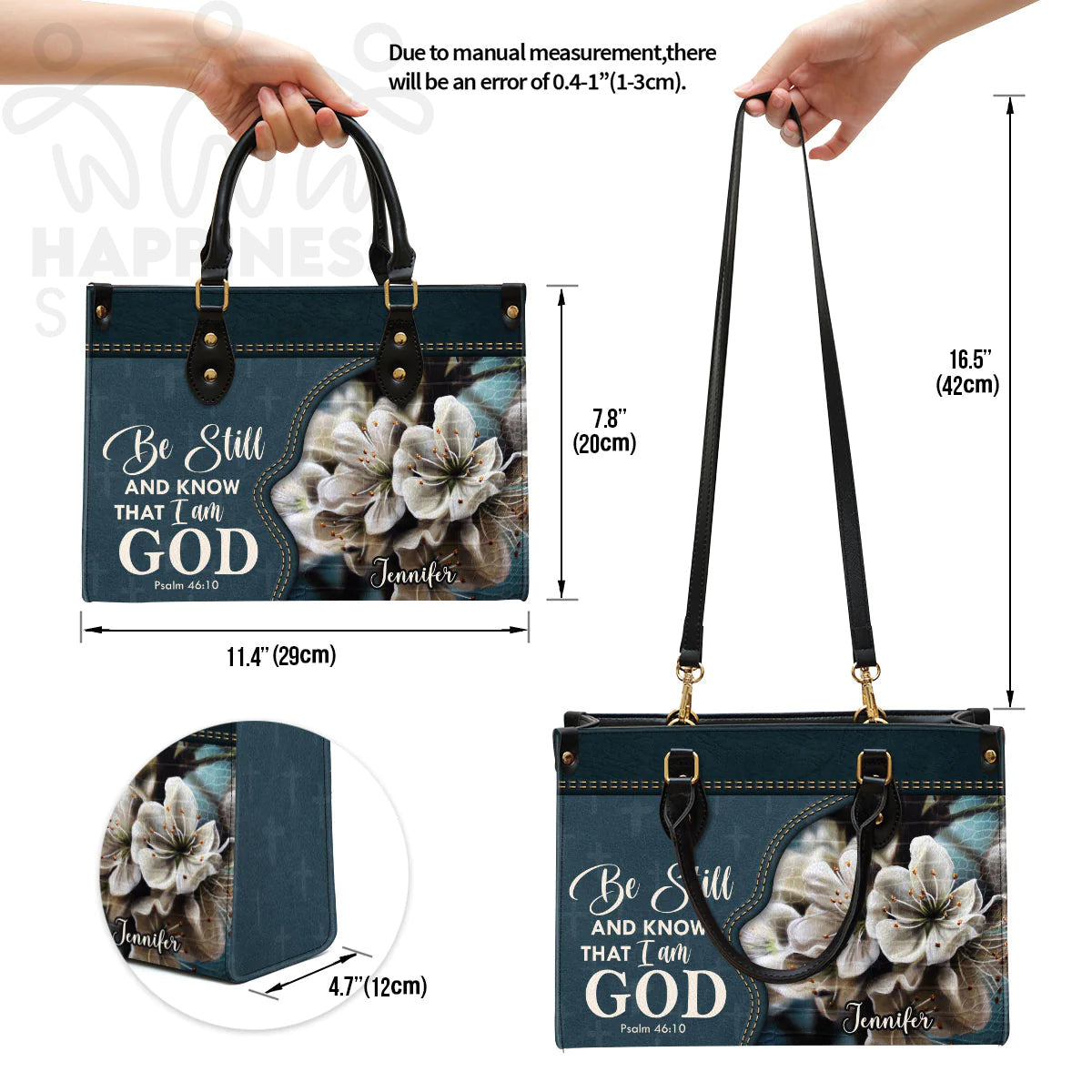 Be Still And Know Personalized Leather Tote Bag