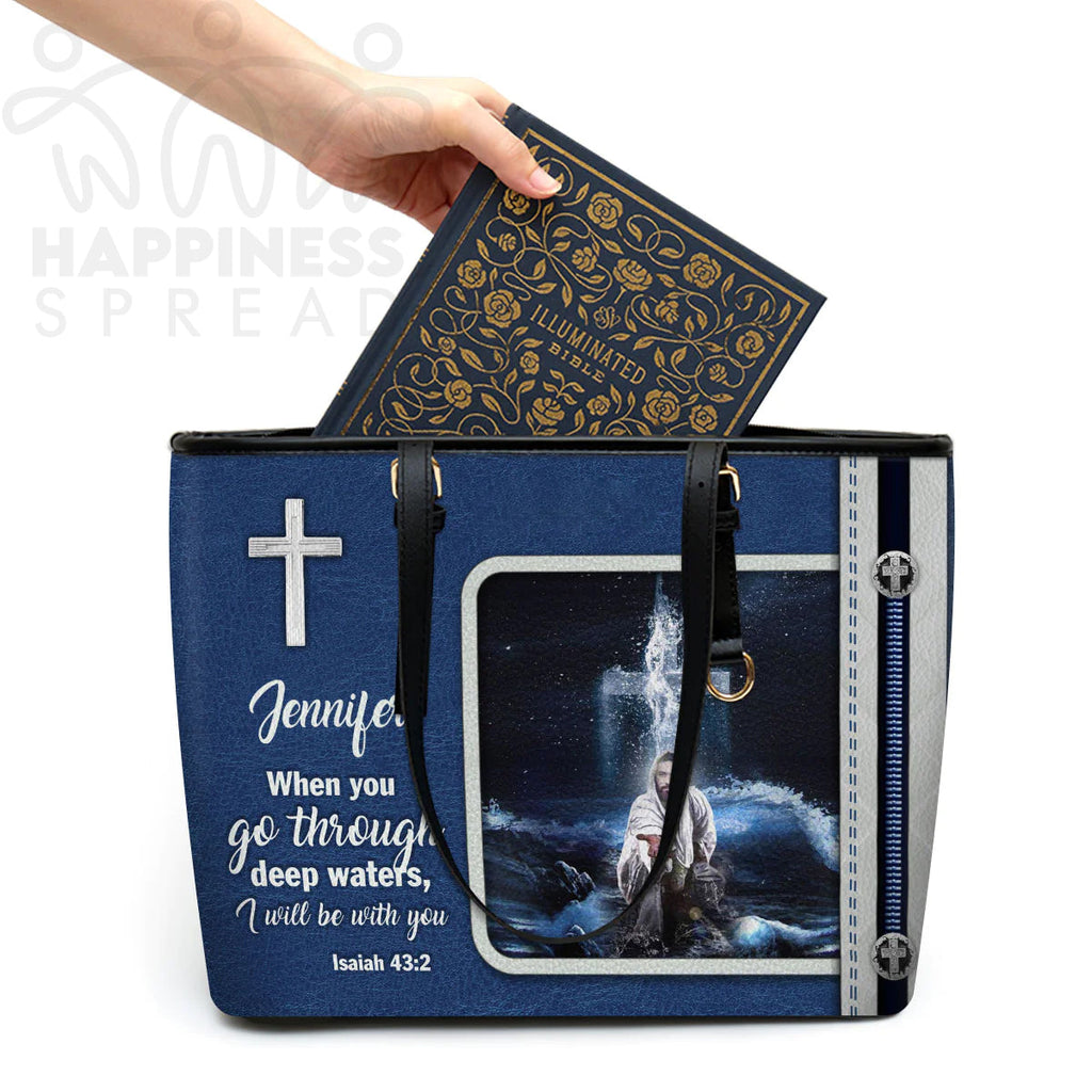 Personalized 'I Will Be With You' Leather Handbag