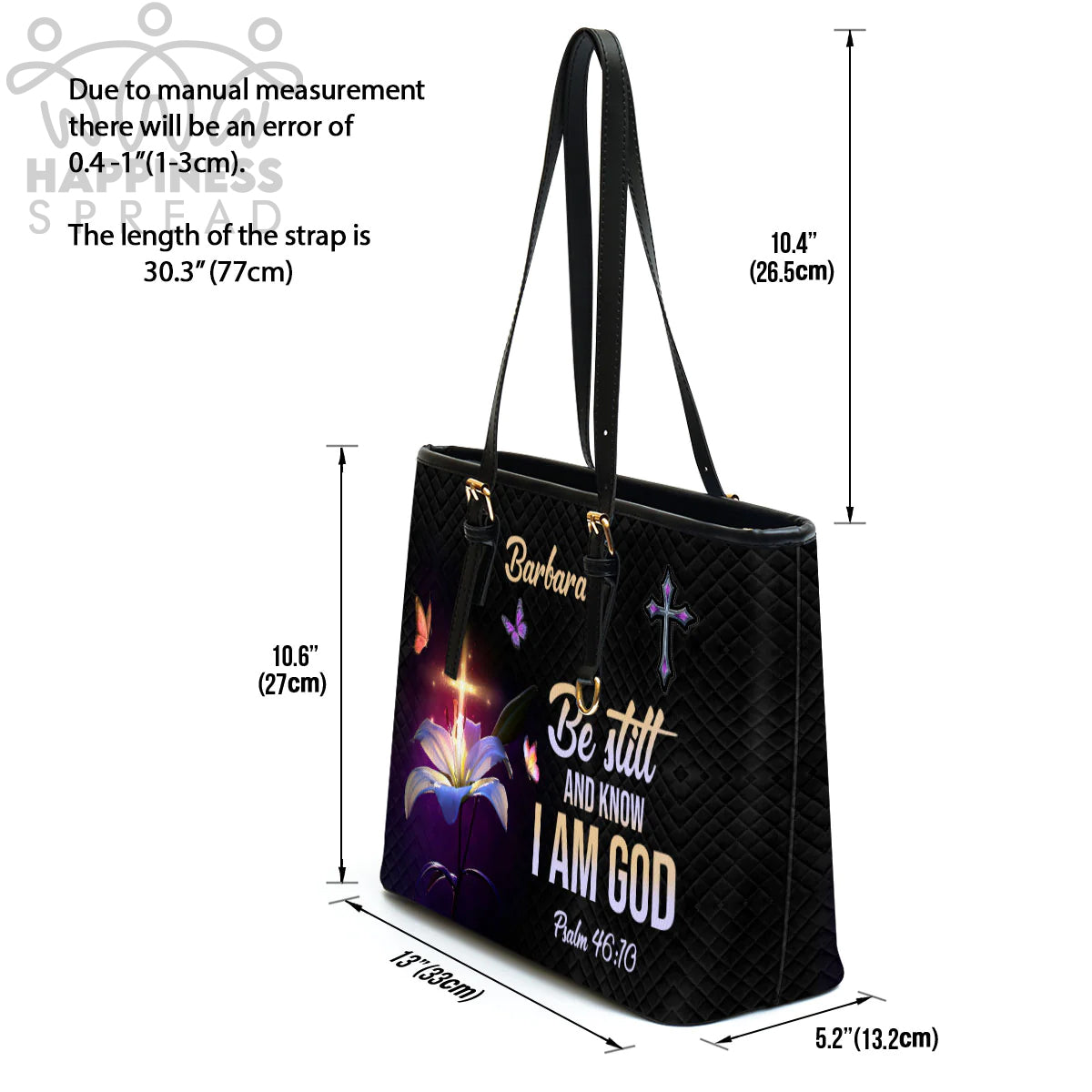 Be Still And Know Personalized Leather Tote Bag