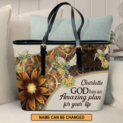 God Has An Amazing Plan Leather Tote Bag
