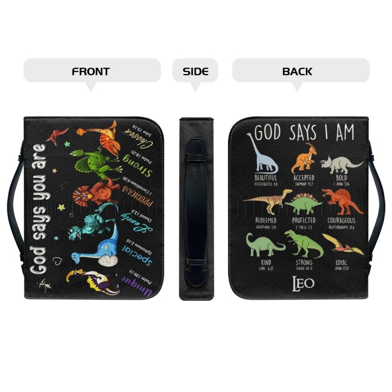 God Says You Are Personalized Dinosaur Bible Cover