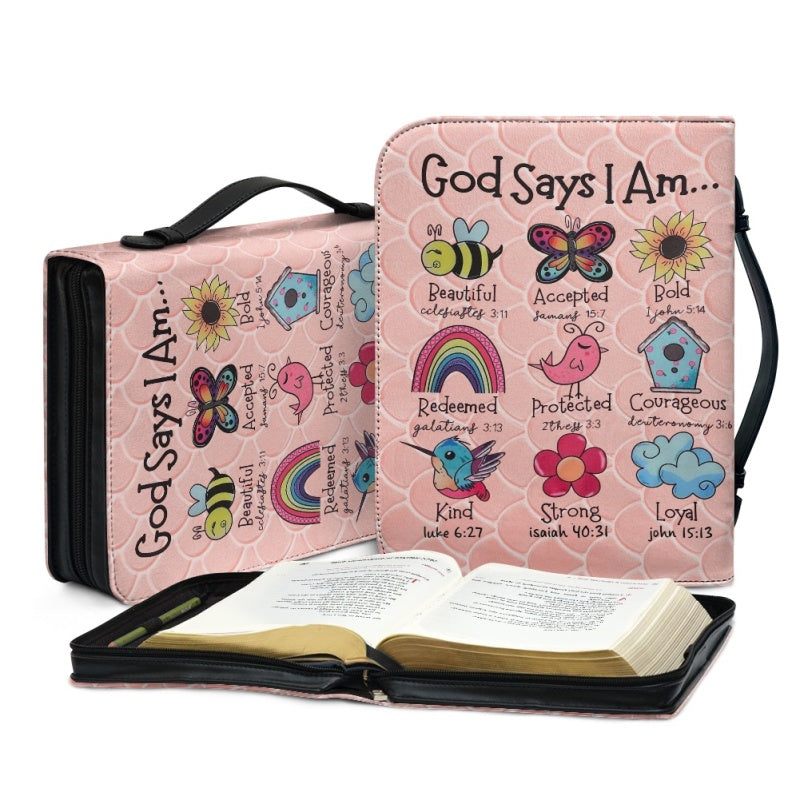God Says You Are Personalized Pink Bible Cover