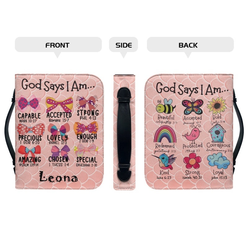 God Says You Are Personalized Pink Bible Cover