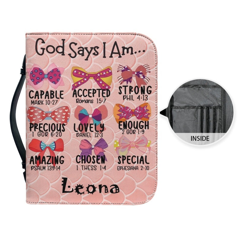God Says You Are Personalized Pink Bible Cover