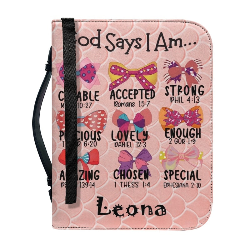 God Says You Are Personalized Pink Bible Cover