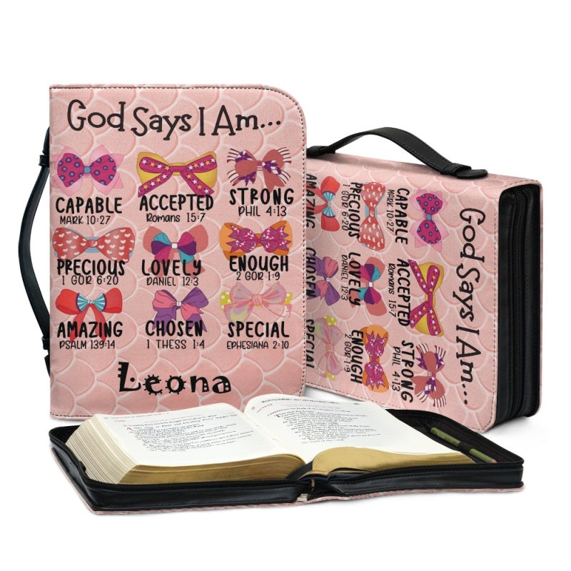 God Says You Are Personalized Pink Bible Cover