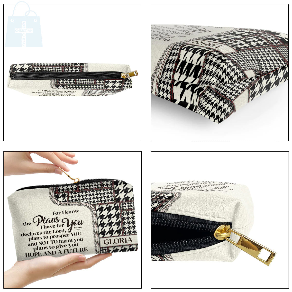 For I Know The Plans Leather Cosmetic Bag