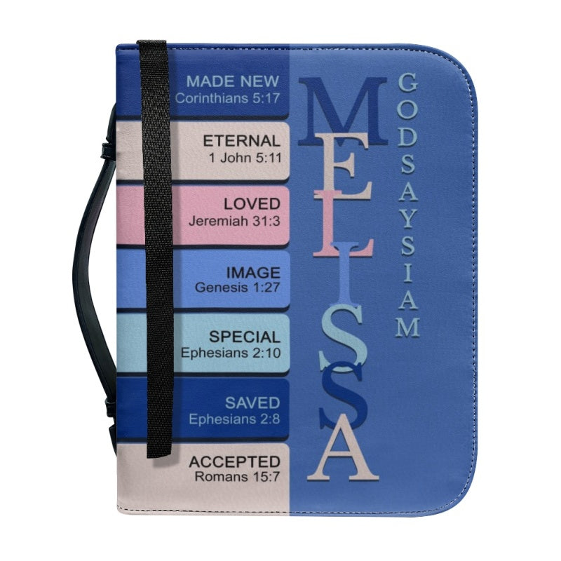 Personalized Blue Bible Cover with Name Meaning