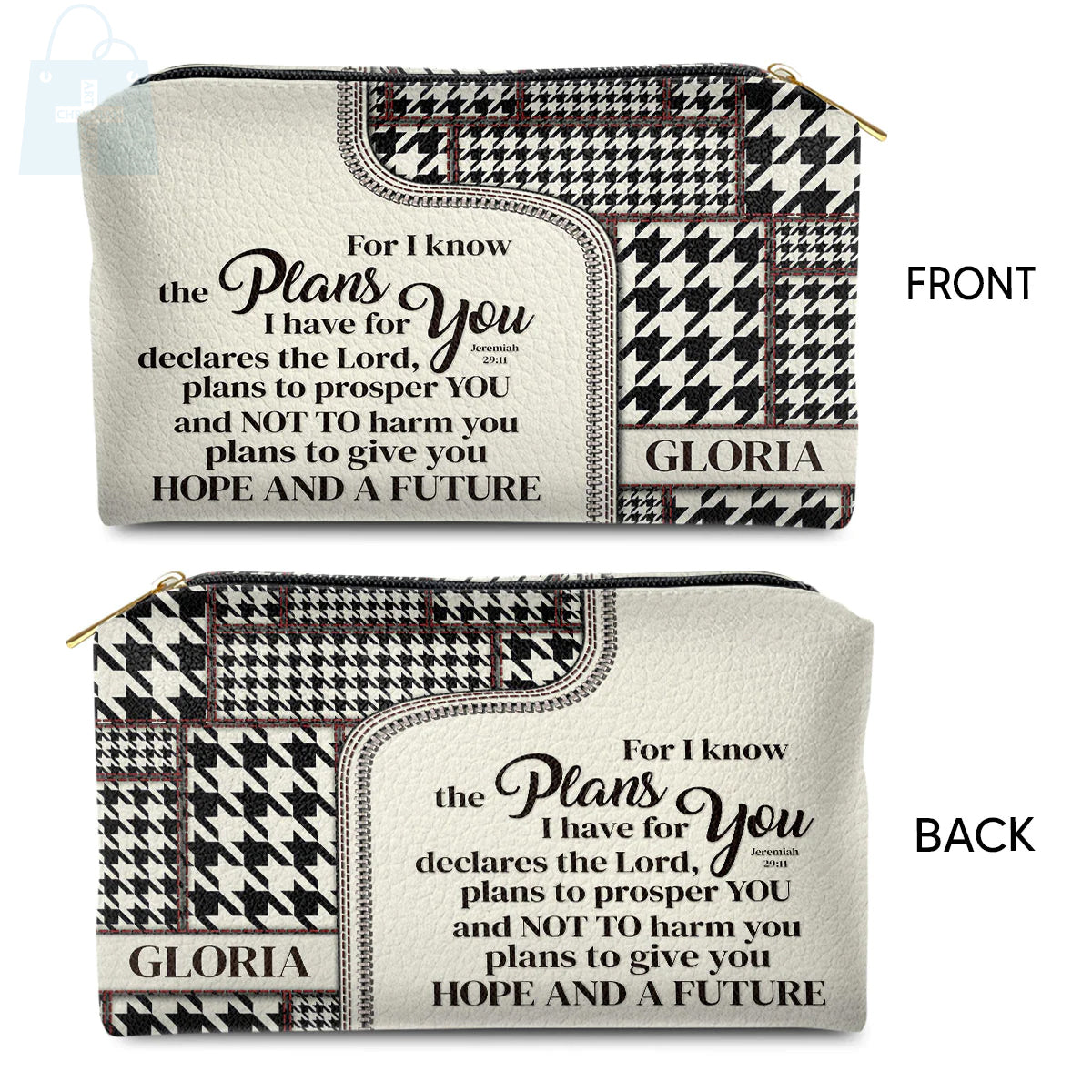 For I Know The Plans Leather Cosmetic Bag