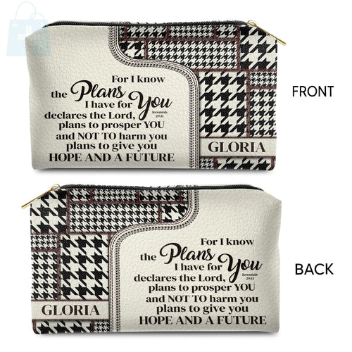 For I Know The Plans Leather Cosmetic Bag