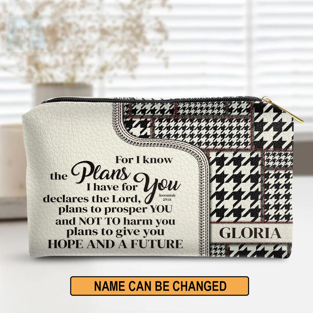 For I Know The Plans Leather Cosmetic Bag
