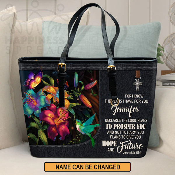 Personalized I Know The Plans Leather Handbag