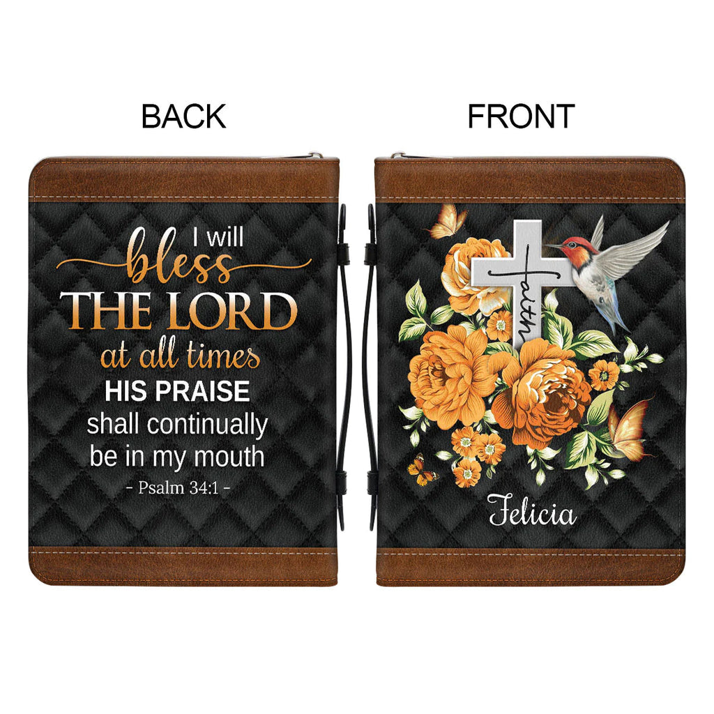 Personalized Psalm 34:1 Floral Bible Cover