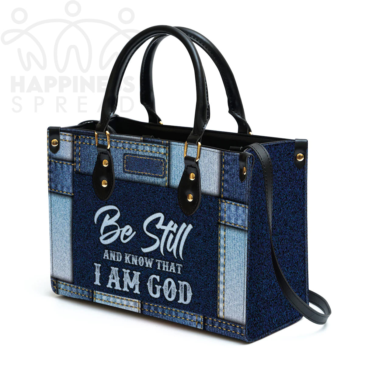 Personalized 'Be Still' Christian Leather Tote Bag